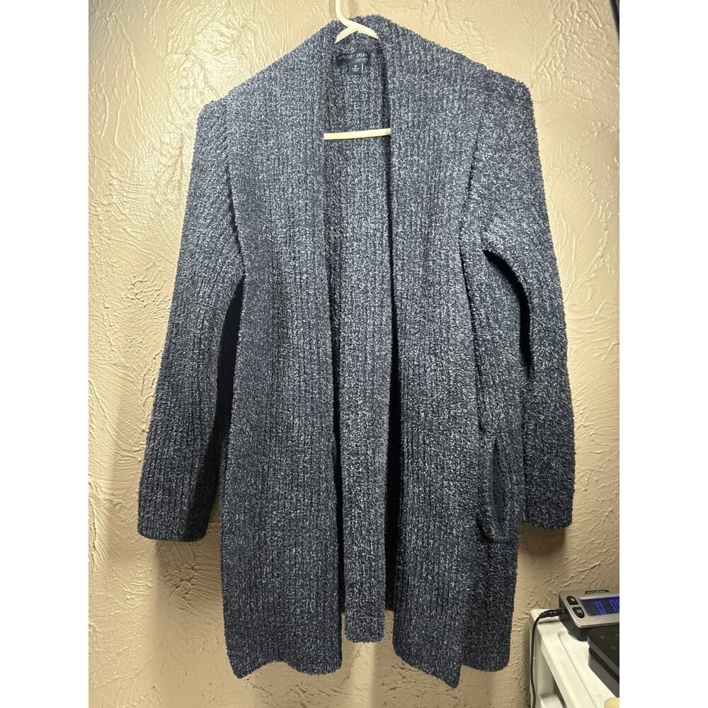 Barefoot Dreams Open Front Cardigan Pockets Womens Blue CozyChic Size Medium